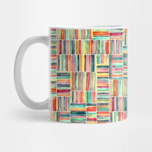 Retro Beach Chair Bright Watercolor Stripes on White Mug